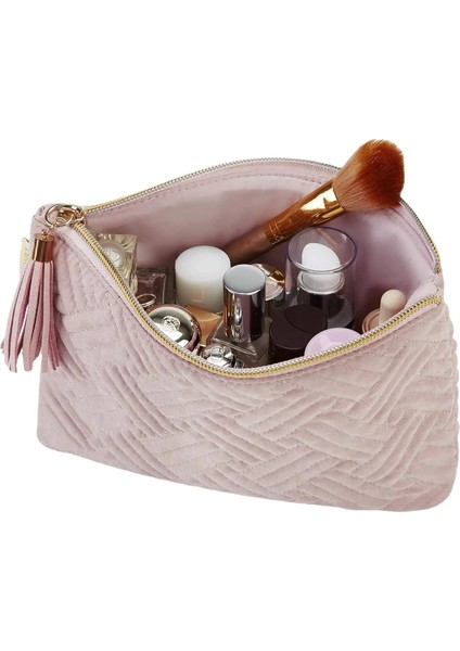 Gösterildiği Gibi_-8 Kadınlar Için Zarif Seyahat Kozmetik Çantası Moda Kadife Makyaj Çantası Özel Tasarım Su Geçirmez Tuvalet Çantası (Yurt Dışından) modelleri