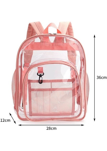 Pembe Şeffaf Sırt Çantası Okul Çantası Su Geçirmez Şeffaf Kitap Çantası Okul Kızları Için Omuz Askısı ile Şeffaf Pvc Sırt Çantası (Yurt Dışından)
