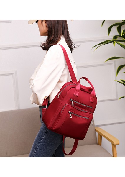 Kırmızı Kadın Moda Oxford Sırt Çantaları Su Geçirmez Hırsızlığa Karşı Seyahat Omuz Çantaları (Yurt Dışından) fırsatları