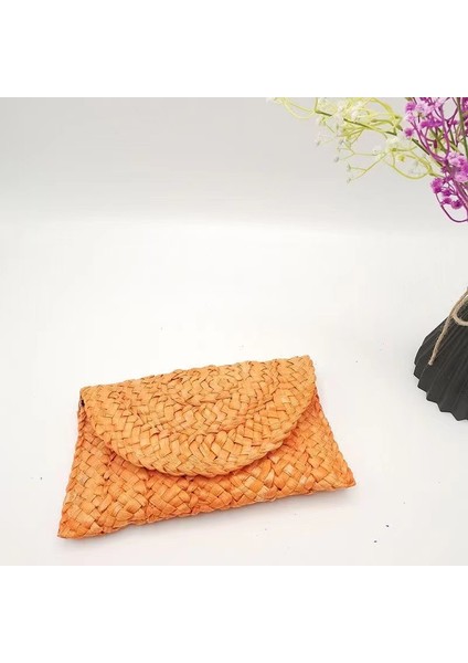 Rose Madder 2023 Yeni Yaz Plaj Bayanlar El Yapımı Saman Dokuma Çantalar Moda Kadın Saman Debriyaj Dokuma Kamış Örgü Çanta (Yurt Dışından) modelleri