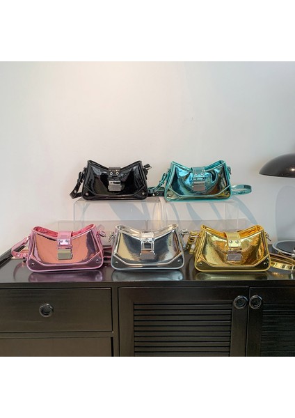 Siyah Lüks Kadın Parlak Renk Omuz Çanta Moda Kemer Kilit Çanta Bayanlar Için Trendy Crossbody Çanta 2023 (Yurt Dışından) fiyatları