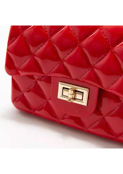 Gül Kırmızı Kadın Moda Inci Zincir El Mini Çapraz Küçük Çanta Bayanlar Bir Omuz Tote Bebek Jöle Çanta Çanta Crossbody Çanta (Yurt Dışından) fırsatları