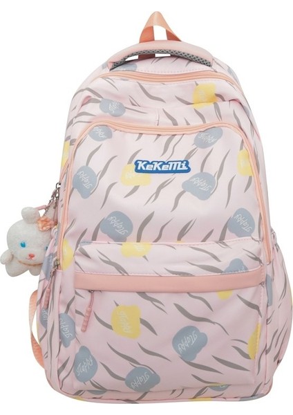Pembe Omuz Çantası Rahat Moda Büyük Kapasiteli Lise Öğrencileri Basit Okul Çantası Kızlar Geri Baskı (Yurt Dışından)