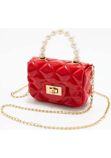 Gül Kırmızı Kadın Moda Inci Zincir El Mini Çapraz Küçük Çanta Bayanlar Bir Omuz Tote Bebek Jöle Çanta Çanta Crossbody Çanta (Yurt Dışından) indirimleri