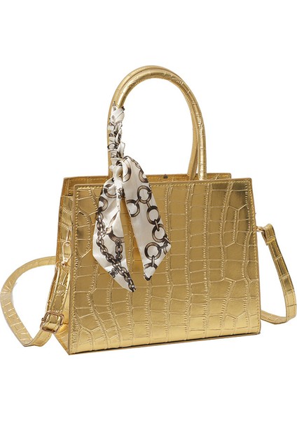 Altın Kemer Ipek Eşarp 2023 Yeni Moda Retro Casual Kadın Bir Omuz Bayan Çanta (Yurt Dışından)