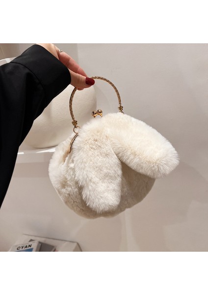 Beyaz Sevimli Peluş Tavşan Bayan Crossbody Çanta Donanım Zinciri Bayan Çanta Kış Kullanımı Için (Yurt Dışından)