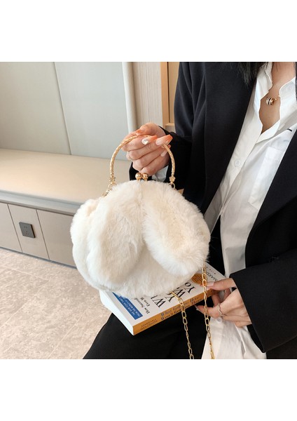 Beyaz Sevimli Peluş Tavşan Bayan Crossbody Çanta Donanım Zinciri Bayan Çanta Kış Kullanımı Için (Yurt Dışından) fiyatları