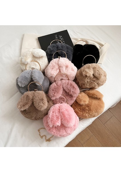 Beyaz Sevimli Peluş Tavşan Bayan Crossbody Çanta Donanım Zinciri Bayan Çanta Kış Kullanımı Için (Yurt Dışından) fırsatları