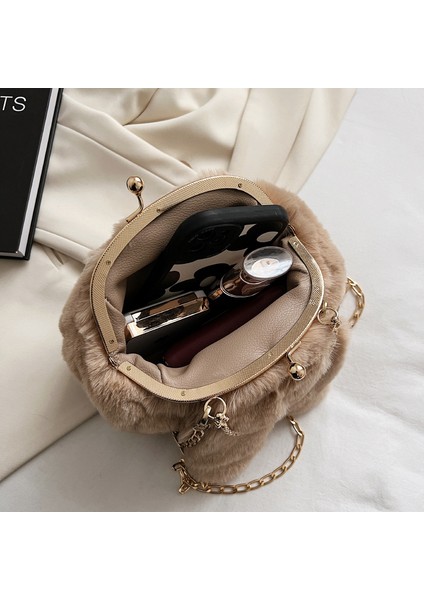 Beyaz Sevimli Peluş Tavşan Bayan Crossbody Çanta Donanım Zinciri Bayan Çanta Kış Kullanımı Için (Yurt Dışından) indirimleri