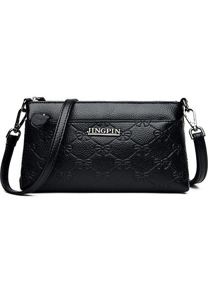Siyah Lüks Moda Pu Deri Tasarımcısı Bayanlar Crossbody El Çantaları Trendy Marka Özel Premium Donanım Kadın Haberci Çanta (Yurt Dışından)