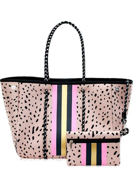 Leopar Baskı Özel Yüksek Kaliteli Hafif Spor Çanta Büyük Neopren Tote Çanta Kadın Yaz Plaj Çantası (Yurt Dışından)