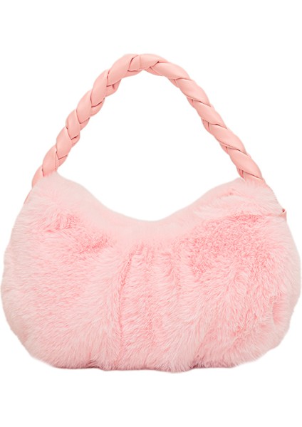 Kadın Çanta Renk 5 Tüylü Yumuşak Retro Bayan Moda Çanta Kadın Güzel Tote Çanta Peluş Omuz Çantası (Yurt Dışından)