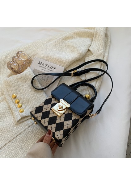 Kahverengi 2023 Yeni Begs Eşkenar Dörtgen Ekose Crossbody Çanta Mini Taşınabilir Küçük Kare Çanta Kadın Omuz Çantaları (Yurt Dışından)