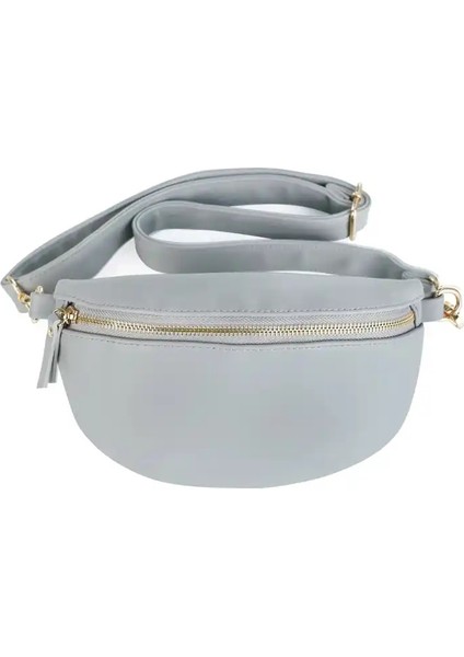 Gri Düz Renk Açık Göbek Çantası Pu Deri Serseri Çanta Erkek Kadın Fanny Paketi Crossbody Çıkarılabilir Kayış Kemer Omuz Göğüs Bel Çantaları (Yurt Dışından)