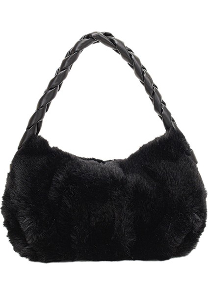 Kadın Çanta Renk 6 Tüylü Yumuşak Retro Bayan Moda Çanta Kadın Güzel Tote Çanta Peluş Omuz Çantası (Yurt Dışından)