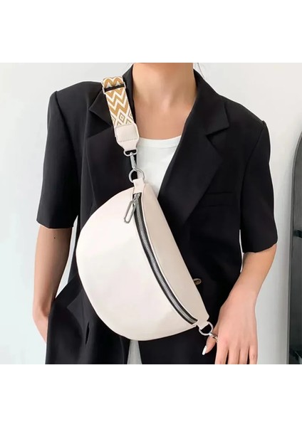 Beyaz Kadın Bel Çantası Geniş Omuz Askısı ile Crossbody Kemer Göğüs Çanta Kadınlar Için Trendy Fanny Paketi Vegan Deri Tek Kollu Çanta (Yurt Dışından) modelleri