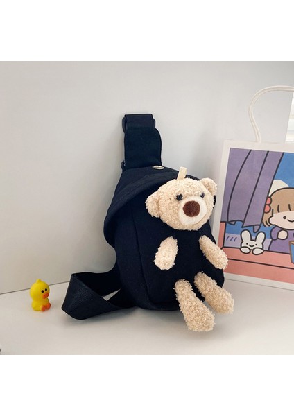 Siyah Moda Trendy Basit Yüz Taşınabilir Büyük Kapasiteli Çok Fonksiyonlu Bel Kadın Göğüs Çantaları (Yurt Dışından)