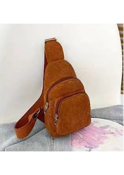 Kahverengi Yeni Basit Stil Rahat Kadın Çapraz Vücut Çanta Moda Açık Seyahat Vintage Göğüs Çantası (Yurt Dışından)
