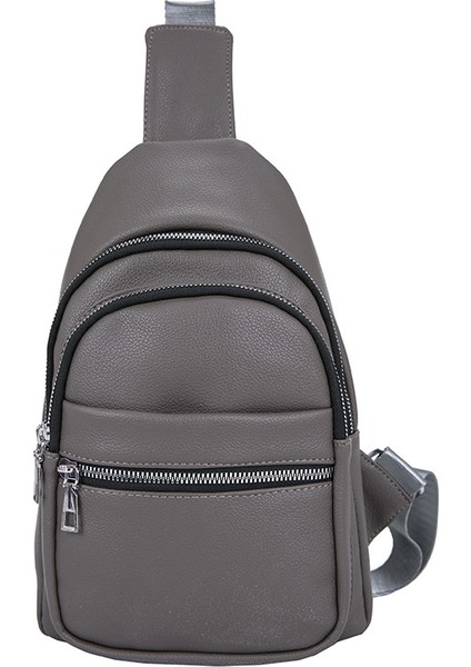 Gri Kadın Küçük Crossbody Sling Göğüs Çantası Pu Fanny Paketleri Moda Spor Kemer Çantası (Yurt Dışından)