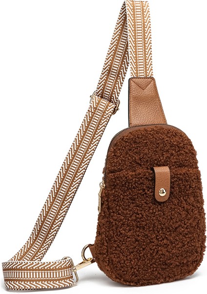 Pembe Moda Yeni Sonbahar Kış Sherpa Göğüs Çanta Moda Kadın Kızlar Alışveriş Seyahat Için Büyük Kapasiteli Rahat Crossbody Çanta (Yurt Dışından) modelleri