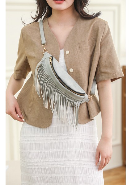 Bej Moda Pu Deri Göğüs Çantası Çıkarılabilir Püsküllü Crossbody Çanta Kadın Göğüs Çantaları Dom JA-448 (Yurt Dışından) fırsatları