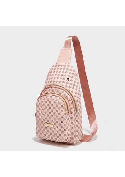 Nokta Pembe Kadın Göğüs Çanta Moda Leopar Baskı Göğüs Bel Tek Omuz Çantası Büyük Kapasiteli Cep Telefonu Çantası Kız Için (Yurt Dışından)