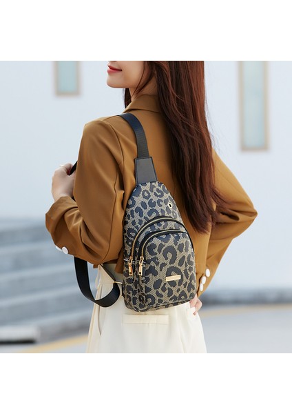 Nokta Pembe Kadın Göğüs Çanta Moda Leopar Baskı Göğüs Bel Tek Omuz Çantası Büyük Kapasiteli Cep Telefonu Çantası Kız Için (Yurt Dışından) indirimleri