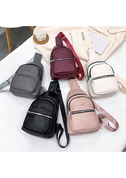 Pembe Kadın Küçük Crossbody Sling Göğüs Çantası Pu Fanny Paketleri Moda Spor Kemer Çantası (Yurt Dışından) modelleri