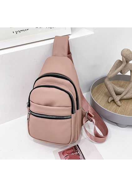 Pembe Kadın Küçük Crossbody Sling Göğüs Çantası Pu Fanny Paketleri Moda Spor Kemer Çantası (Yurt Dışından) fırsatları