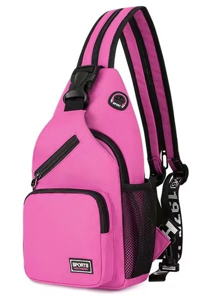 Gösterildiği Gibi_-2 Lüks Su Geçirmez Crossbody Sling Sırt Çantası Kadın Erkek Rahat Crossbody Omuz Göğüs Çantası Kulaklık Deliği ile (Yurt Dışından)