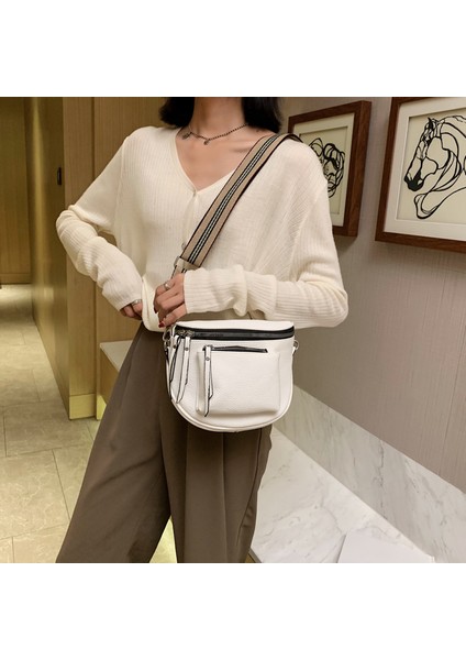 Beyaz Moda Sling Çanta Omuz Çantası Fanny Paketi Deri Nedensel Göğüs Bel Çantası Sırt Çantası (Yurt Dışından)