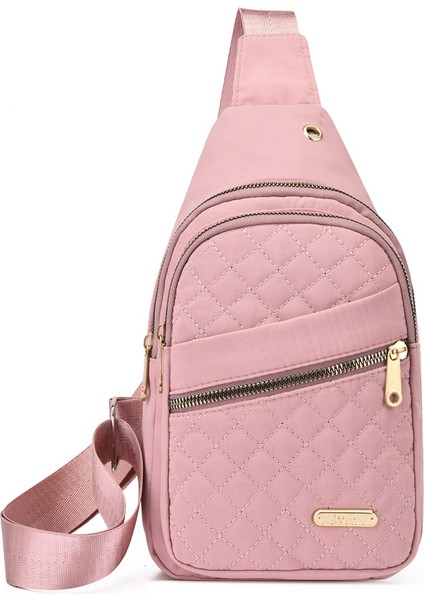 Pembe Basit Fanny Paketi Yeni Çok Katmanlı Işlemeli Çizgi Büyük Kapasiteli Kızlar Çapraz Vücut Kadın Göğüs Çantaları (Yurt Dışından)