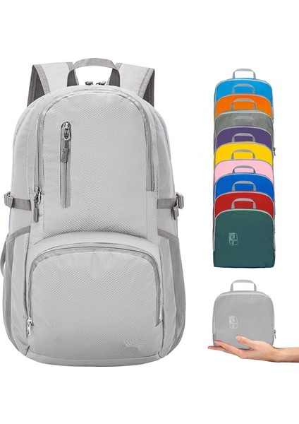 Açık Gri 35L - Katlanabilir Yürüyüş Sırt Çantaları Seyahat Için Suya Dayanıklı Kompakt Katlanır Sırt Çantası Hafif Paketlenebilir Sırt Çantası (Yurt Dışından)