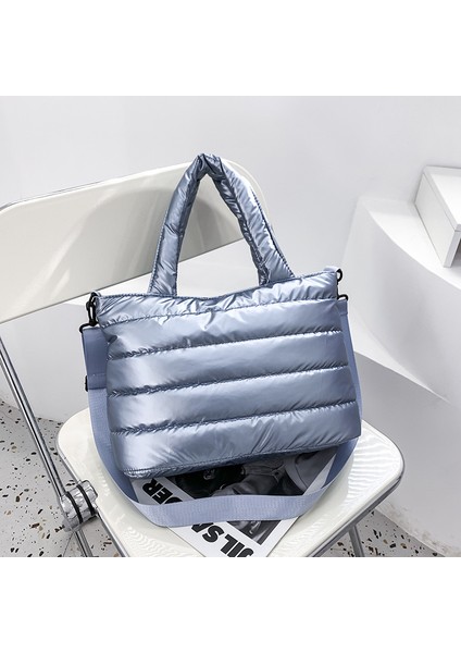 Mavi Sonbahar ve Kış Moda Rahat Parlak Pamuk Omuz Crossbody Kadın Çanta 2023 (Yurt Dışından)