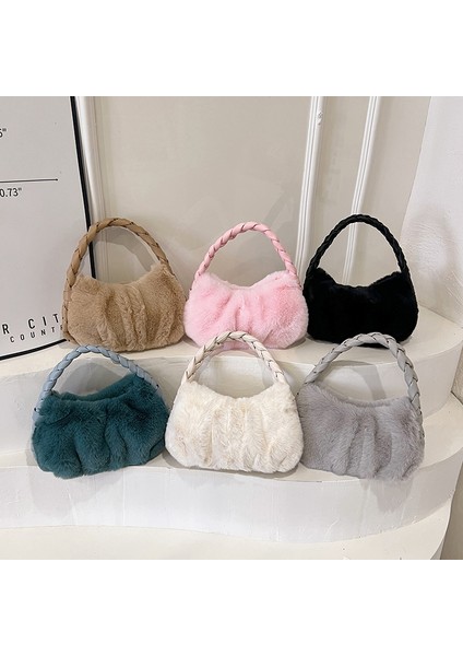 Kadın Çanta Renk 4 Tüylü Yumuşak Retro Bayan Moda Çanta Kadın Güzel Tote Çanta Peluş Omuz Çantası (Yurt Dışından) fiyatları