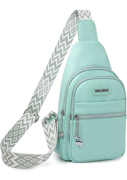 Mavi Özel Logo Kadın Bel Kemeri Pu Crossbody Göğüs Çantası Askılı Çantalar Gitar Askısı Deri Göğüs Çantası (Yurt Dışından)