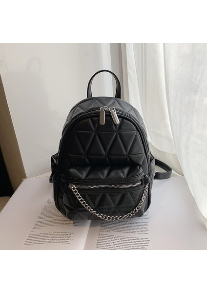 Siyah Yeni Küçük Kadın Sırt Çantaları Bayanlar Tasarımcı Çanta Kızlar Için Elmas Kafes Satchel Omuz Çantası Zincirli (Yurt Dışından)