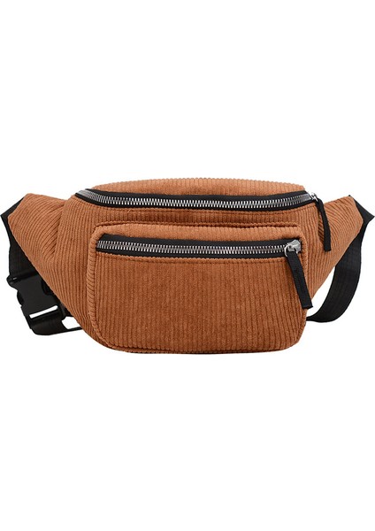 Kahverengi Kadın Günlük Sırt Çantası Spor Göğüs Çantası Crossbody Fanny Paketi Retro Kadife Tek Çanta (Yurt Dışından)