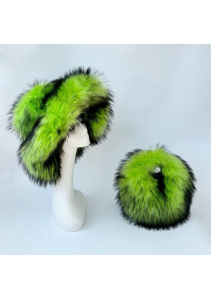 Yeşil Meşgul Kız RS4795 Dropshipping Taklit Kürk Şapka Kadın Birçok Renk 2023 Kış Sıcak Şapka ve Çantalar Çanta Seti (Yurt Dışından)