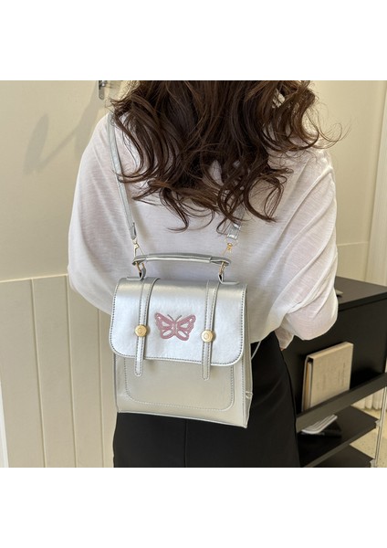Beyaz HR299 Popüler Moda Basit Mizaç Nazik Sırt Çantası Yeni Kadın Tek Omuz Crossbody Çanta Pu Kelebek Küçük Kare Çanta (Yurt Dışından) fırsatları