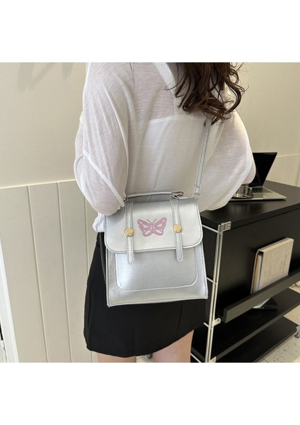 Beyaz HR299 Popüler Moda Basit Mizaç Nazik Sırt Çantası Yeni Kadın Tek Omuz Crossbody Çanta Pu Kelebek Küçük Kare Çanta (Yurt Dışından) indirimleri
