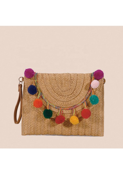 Stil 1 Bohemian Kadın Omuz Çantaları Zarf Çanta Crossbody Çanta Yaz El Yapımı Saman Plaj Çantası Kadın Manşonlar Püskül ile (Yurt Dışından) fiyatları