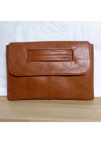 Kahverengi Kadın Manşonlar Pu Deri Crossbody Çanta Kadın Omuz Messenger Laptop Çantası Macbook Kılıfı Çanta Büyük Bayan Çanta (Yurt Dışından)