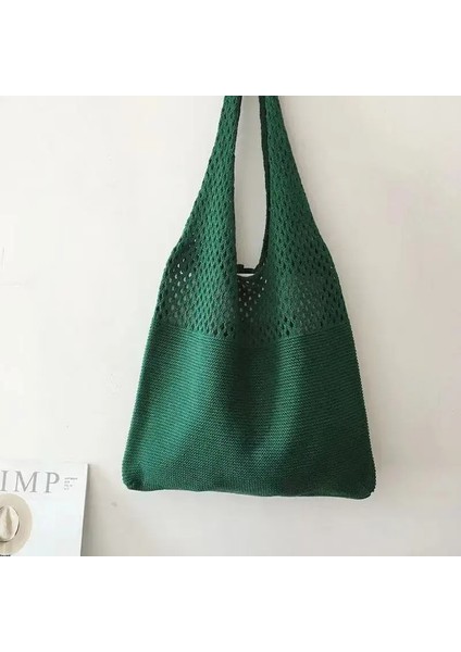 Borwn Sıcak Satış Avrupa Basit Tasarım Kadın El Yapımı Dokuma Bez Çantalar Örme Kadın Omuz Çantaları Oymak (Yurt Dışından) fırsatları