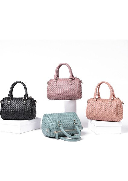 144-2#PEMBE Kırmızı Moda ve Çok Yönlü Büyük Kapasiteli Örgülü Kadın Çantası Tek Omuz Crossbody Çanta (Yurt Dışından) fiyatları