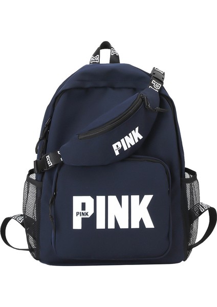 Derin Mavi Pembe Sırt Çantası Moda Çanta Su Geçirmez Dayanıklı Kadın Sırt Çantaları Fanny Paketi ile Okul Çantaları Öğrenciler Için Mochilas (Yurt Dışından)