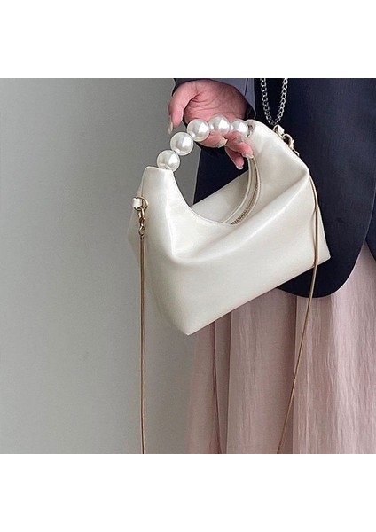 Pembe Küçük Moda Kıdemli Inci Çanta Kadınlar Için 2023 Yeni Mini Zincir Tek Omuz Crossbody Küçük Hamur Çanta (Yurt Dışından)