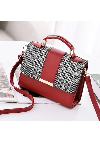 Siyah Moda Küçük Crossbody Çanta Ekose Çanta Kadınlar Için Yeni Pu Deri Kız Çocuk Çantası Ruj Cüzdan Tek Omuz Çantaları (Yurt Dışından)