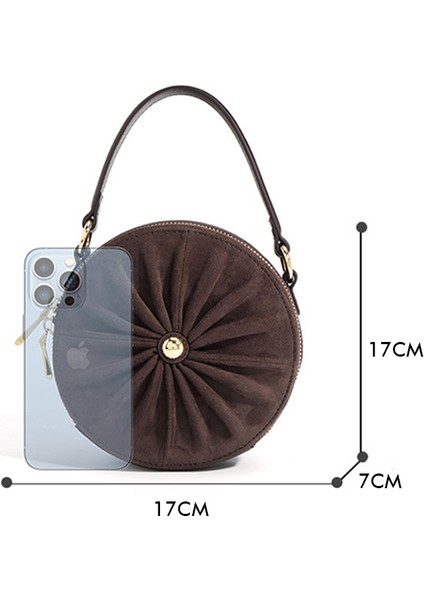 Siyah Ins Şık Kadın Çantaları Pileli Buzlu Deri Yuvarlak Şekil Çanta Üst Saplı Altın Zincir Moda Crossbody Çanta (Yurt Dışından) modelleri