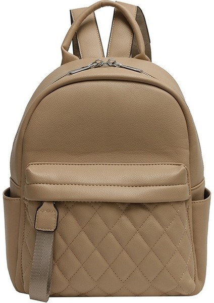 Haki Elmas Kafes Kadın Sırt Çantaları Saf Renk Soğutucu Sırt Çantası Pu Deri Küçük Çanta Sırt Çantası Bolsas Para Mujer (Yurt Dışından)